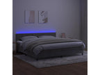 Upholstered bed base with mattress and LED light, light grey, 200x200 cm, velvet, JPWA58368