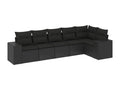 6-piece garden furniture set with cushions, black woven resin OPZP74699