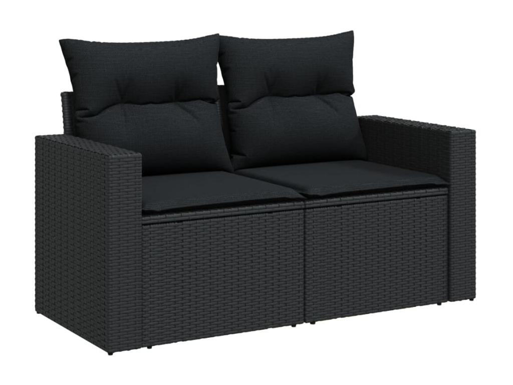 12-piece garden furniture set with cushions, black woven resin, PSGO24299
