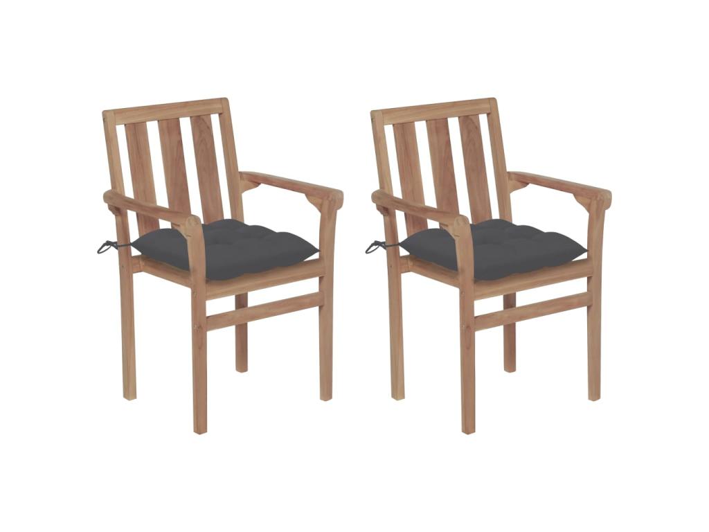 2-piece garden chairs with anthracite cushions, teak wood, 4 DMPD42356