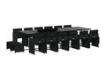 17-piece garden dining set with cushions, black resin wicker PPSJ86530