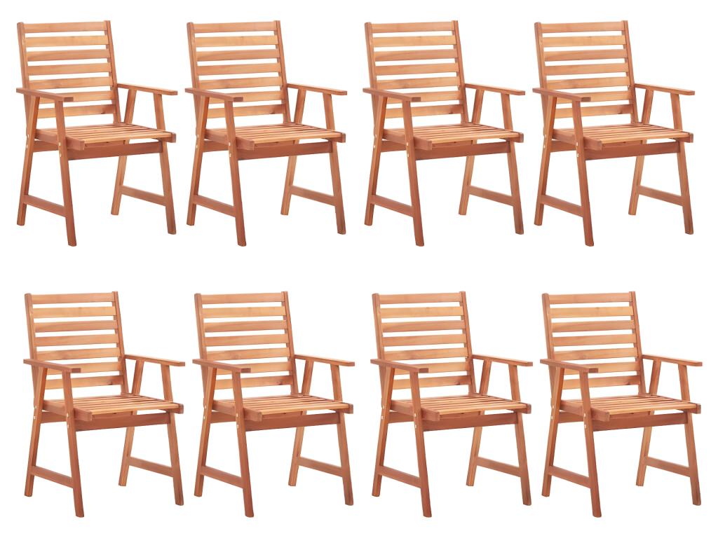 Set of 8 Boisona solid wood outdoor dining chairs and cushions BYOB92082