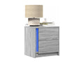 Boisona bedside cabinet and LED Boisona lights, engineered wood grey DLIL23509