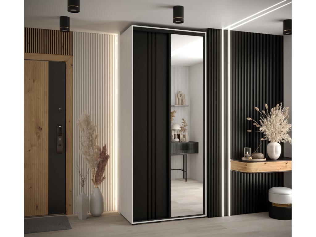 Boisona 7 Sliding Door Wardrobe 235.2/110/45 2 Doors White/Black/Black YCPF98789