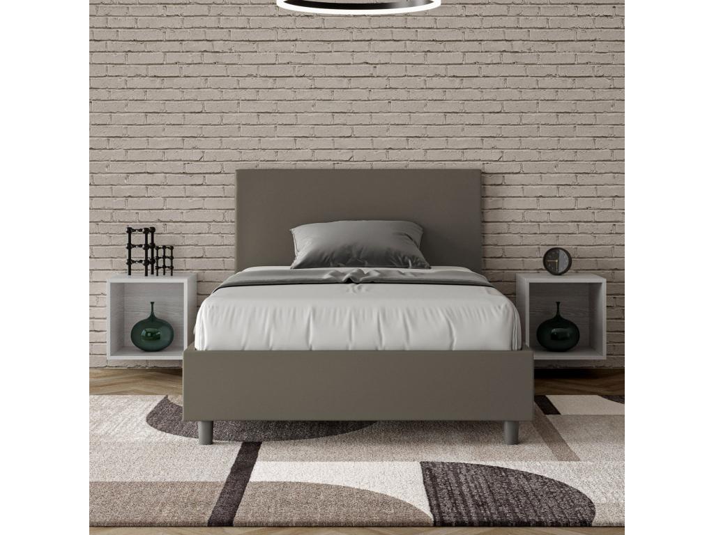 Single bed with upholstered slatted base 120x190 cm cappuccino faux leather Boisona RICB46287