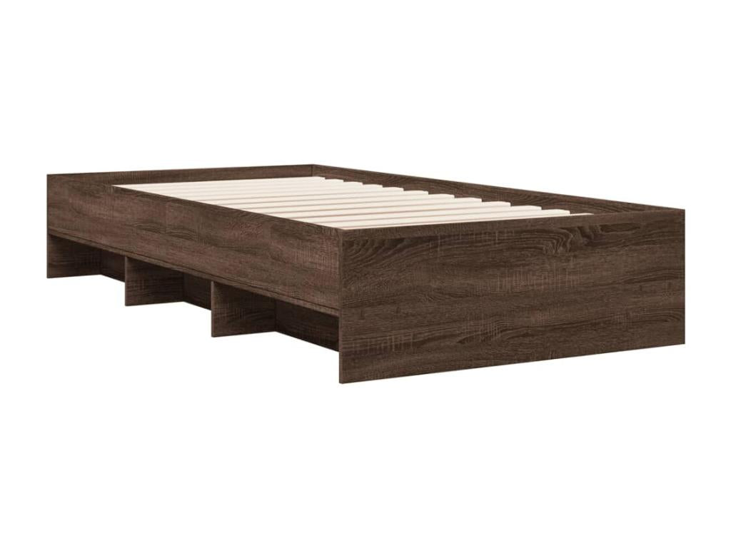 Bed frame without mattress, brown oak, 90x190cm, engineered wood, EVLK83409