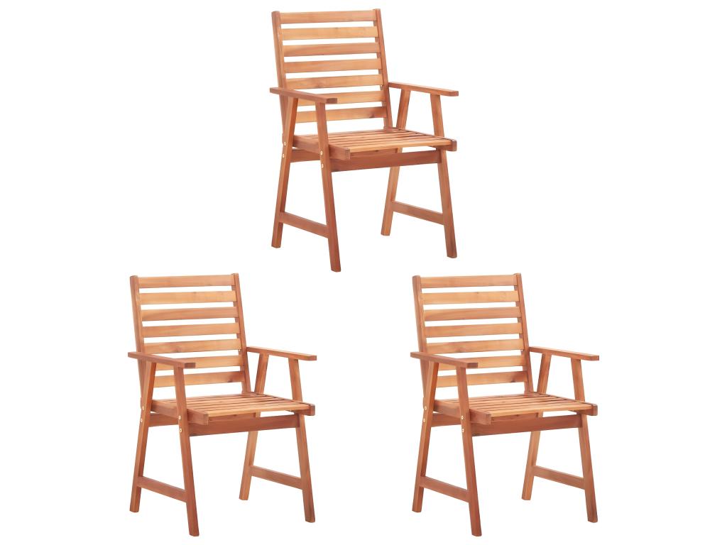 Set of 3 Boisona solid wood outdoor dining chairs and cushions OADQ72215