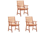 Set of 3 Boisona solid wood outdoor dining chairs and cushions OADQ72215