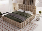 Upholstered bed with storage - 120x200 - double bed - looped - brown - Boisona QSOR82276
