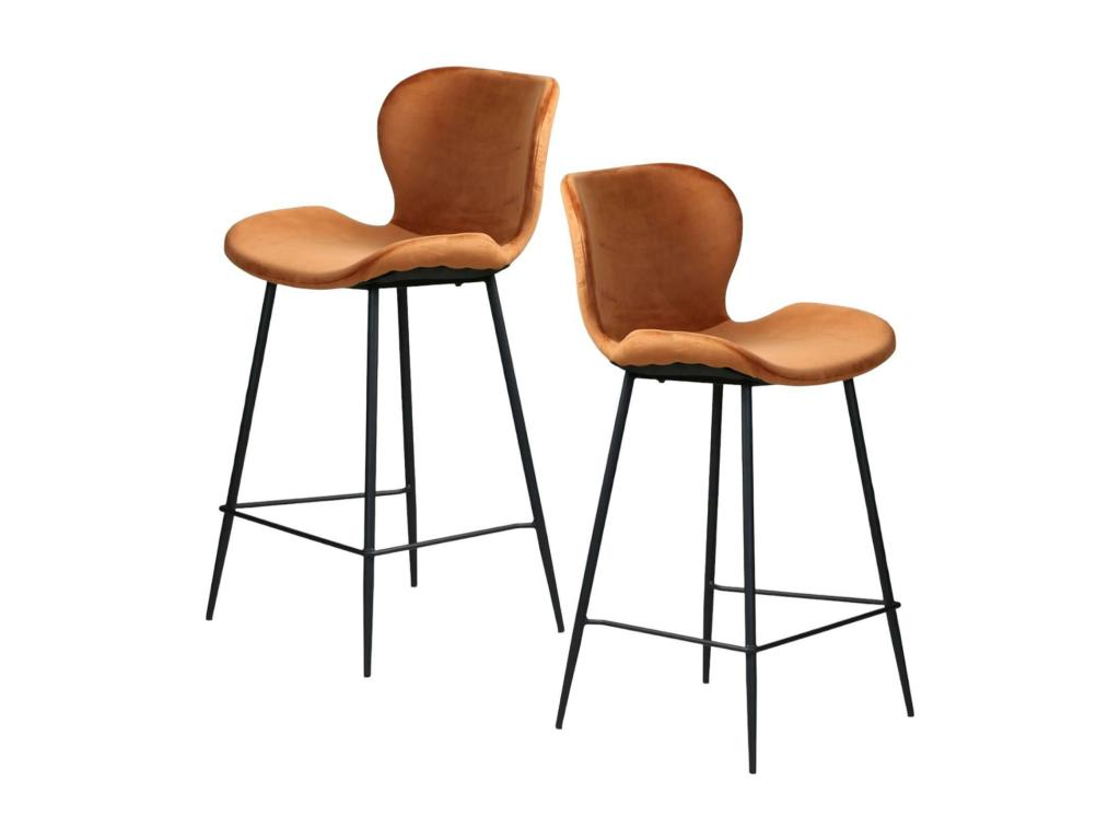 Set of 2 modern brick-colored velvet bar stools Boisona NUYM74277