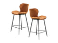 Set of 2 modern brick-colored velvet bar stools Boisona NUYM74277