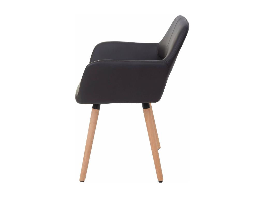 Retro design dining chair with brown PVC seat and light-colored legs 04 0006302 VHSF46901