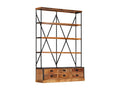 4-shelf bookcase with 6 drawers, 122x36x181 cm, Mango wood, JAMF83703