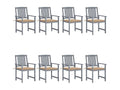 Garden chairs with cushions, 8 pieces, solid Boisona wood, Grey YNQD58365