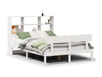White bookcase bed without mattress, 150x200 cm, solid pine wood, OIEA95522