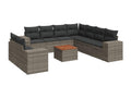Garden furniture set with cushions, 10 pieces, grey woven resin ISLT63410