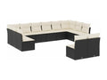 12-piece garden furniture set with cushions, black woven resin ZGHY37667