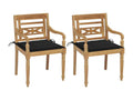 Boisona chairs, set of 2, with black cushions, solid teak wood SFEV84048