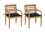 Boisona chairs, set of 2, with black cushions, solid teak wood SFEV84048
