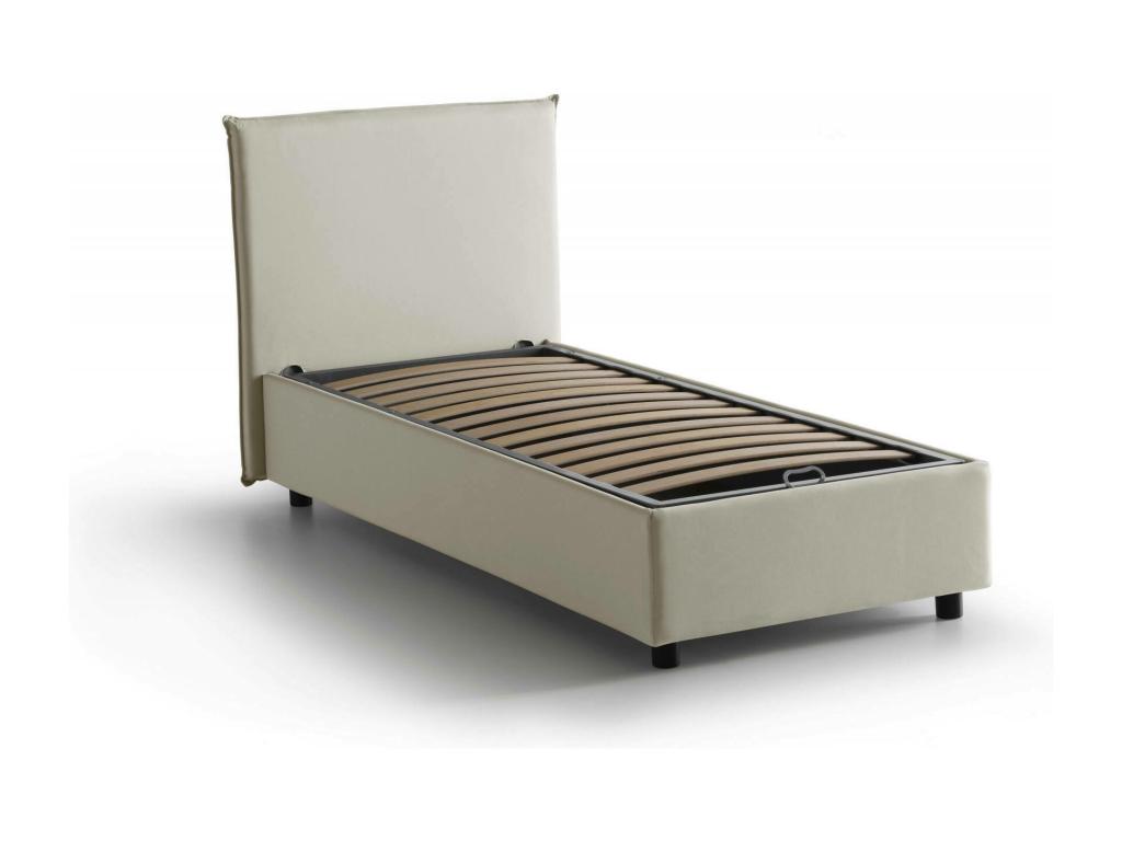 Boisona Single Bed with Storage Bed and Fabric Upholstery, Made in Italy, Side Opening, Suitable for 80x190 cm Mattress, Beige ZMOP02515