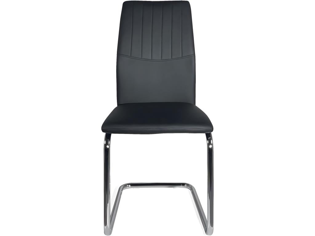 Set of 2 contemporary dining chairs in faux leather and black Boisona HSSM55255