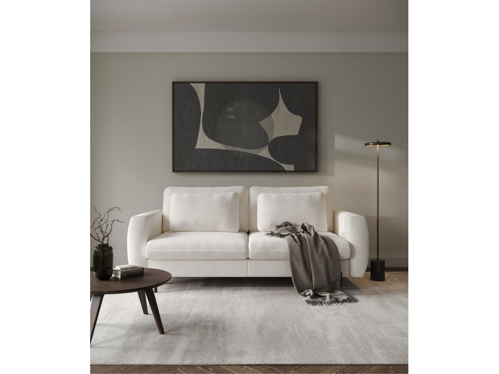 3-seater convertible sofa - in waterproof cream chenille fabric - Boisona QRMR17917