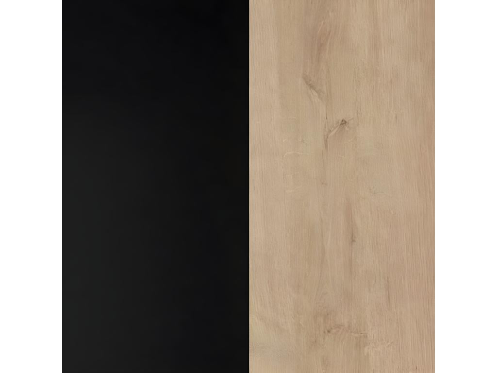 Table 166 cm 2 drawers oak wood finish and matte black metal legs - MODE PBVU68559