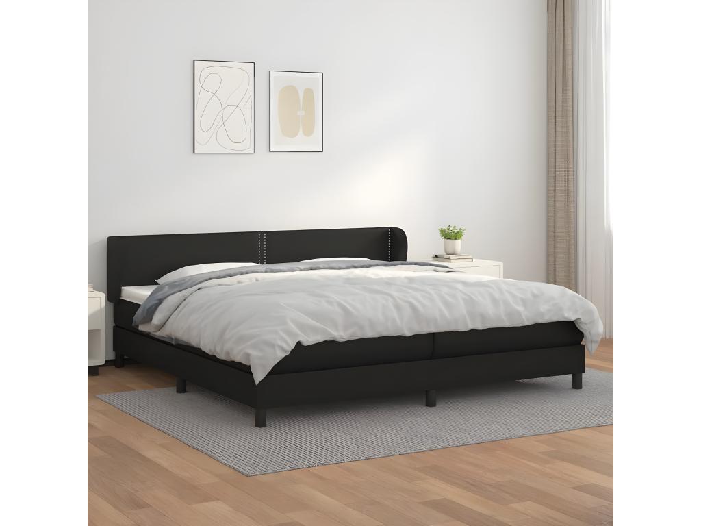 Boisona bed base with black 200x200 faux leather mattress HAGO64326