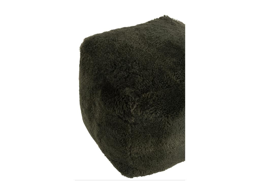 Square Sheepskin Pouf 45cm Green CXOR37570