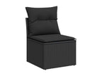 5-piece garden furniture set with cushions, black woven resin XXYW43066