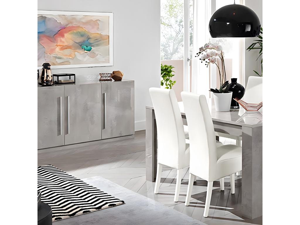 Boisona - Marble Effect Living Room Set: 160cm Table, 3-Door Buffet ROEI86761