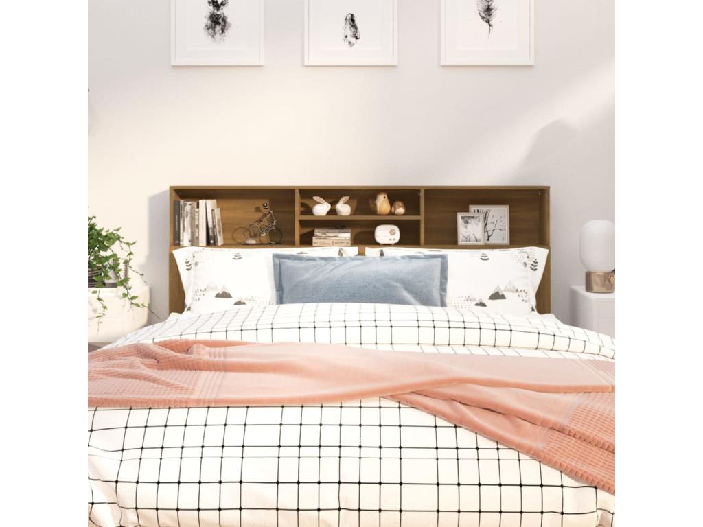 Brown Oak Headboard Wardrobe 180x19x103.5 cm YIHH46895