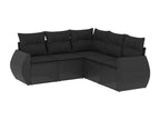 5-piece garden furniture set with cushions, black woven resin FUYO50576