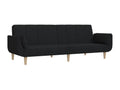 2-seater sofa bed with two pillows, black fabric IKSS79950