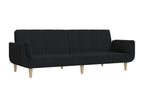 2-seater sofa bed with two pillows, black fabric IKSS79950