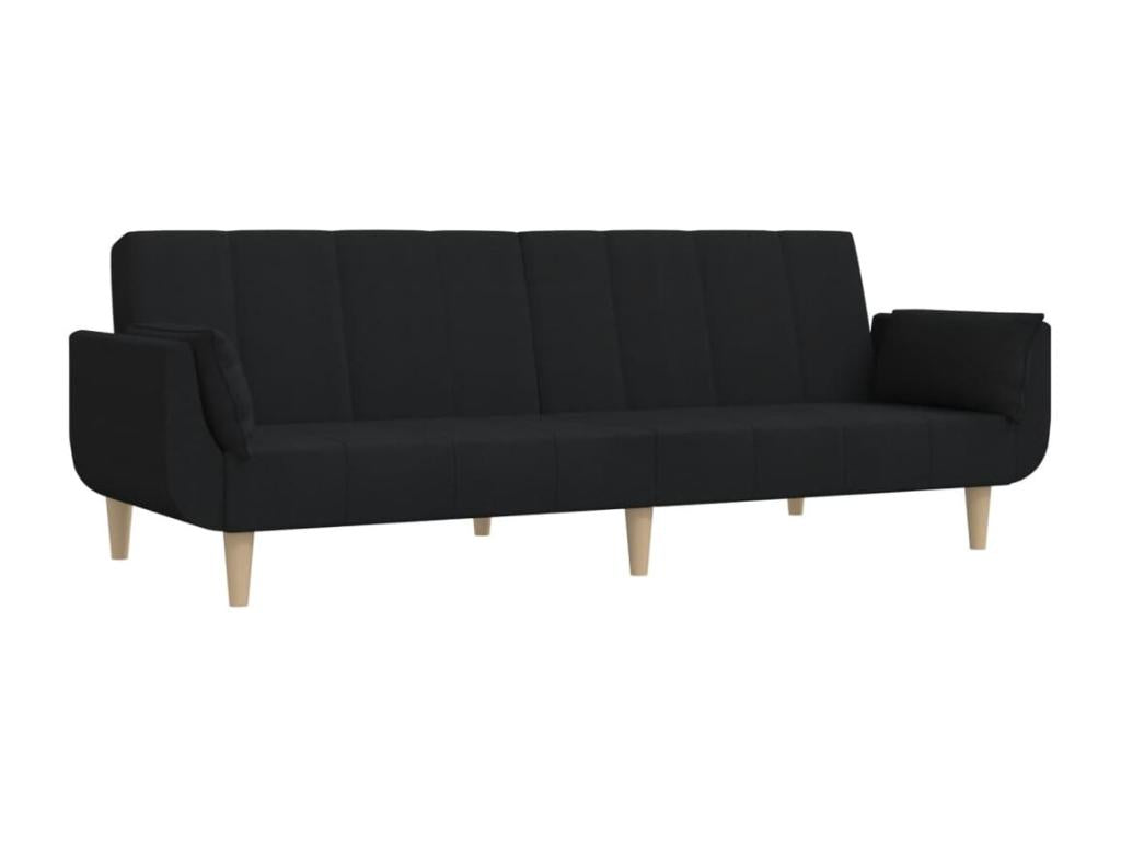2-seater sofa bed with two pillows, black fabric IKSS79950