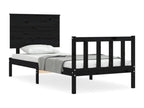Bed frame with simple black headboard, solid wood MQKC37448