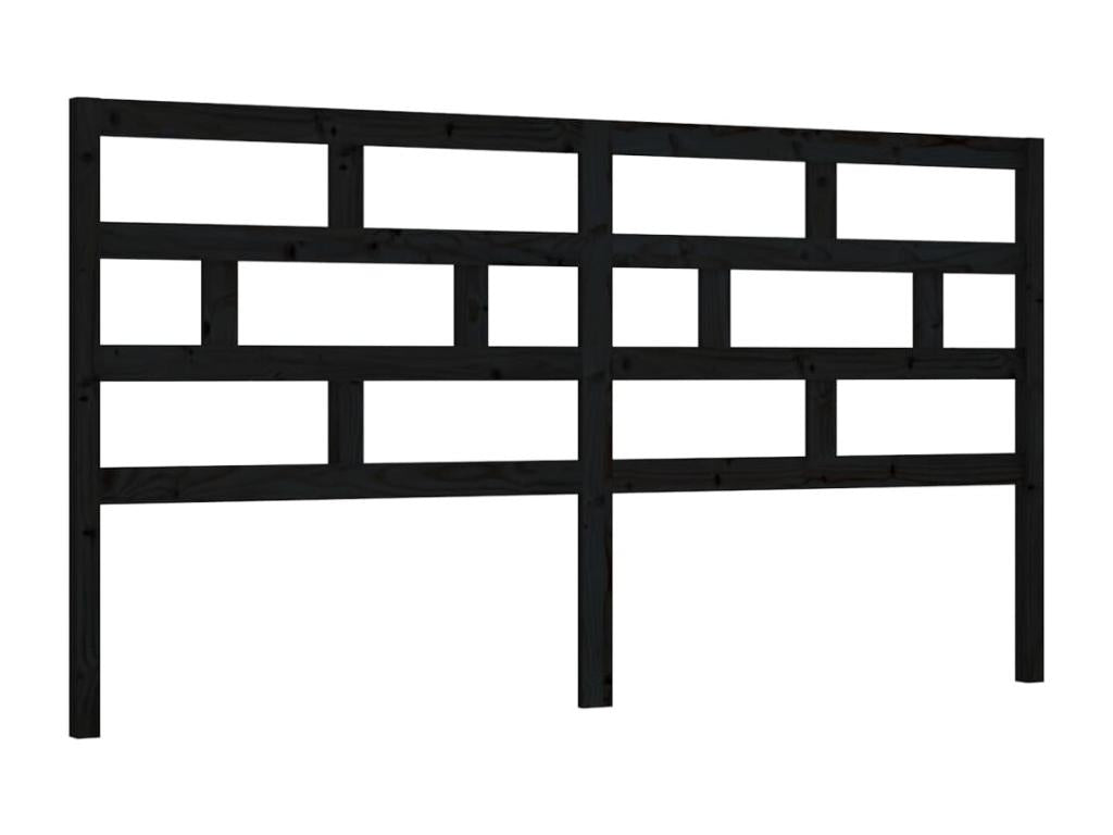 Black Headboard 186x4x100 cm Solid Pine Wood YVBC83258