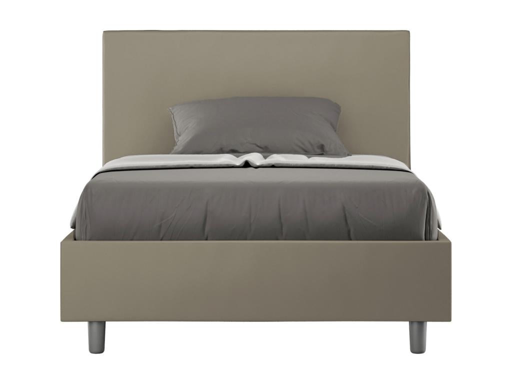 Single bed with upholstered slatted base 120x190 cm cappuccino faux leather Boisona RICB46287