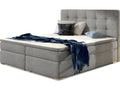 Complete box spring bed set including headboard, bed base, mattress, and mattress topper - luxury grey fabric - 140x200 cm NDOX13511