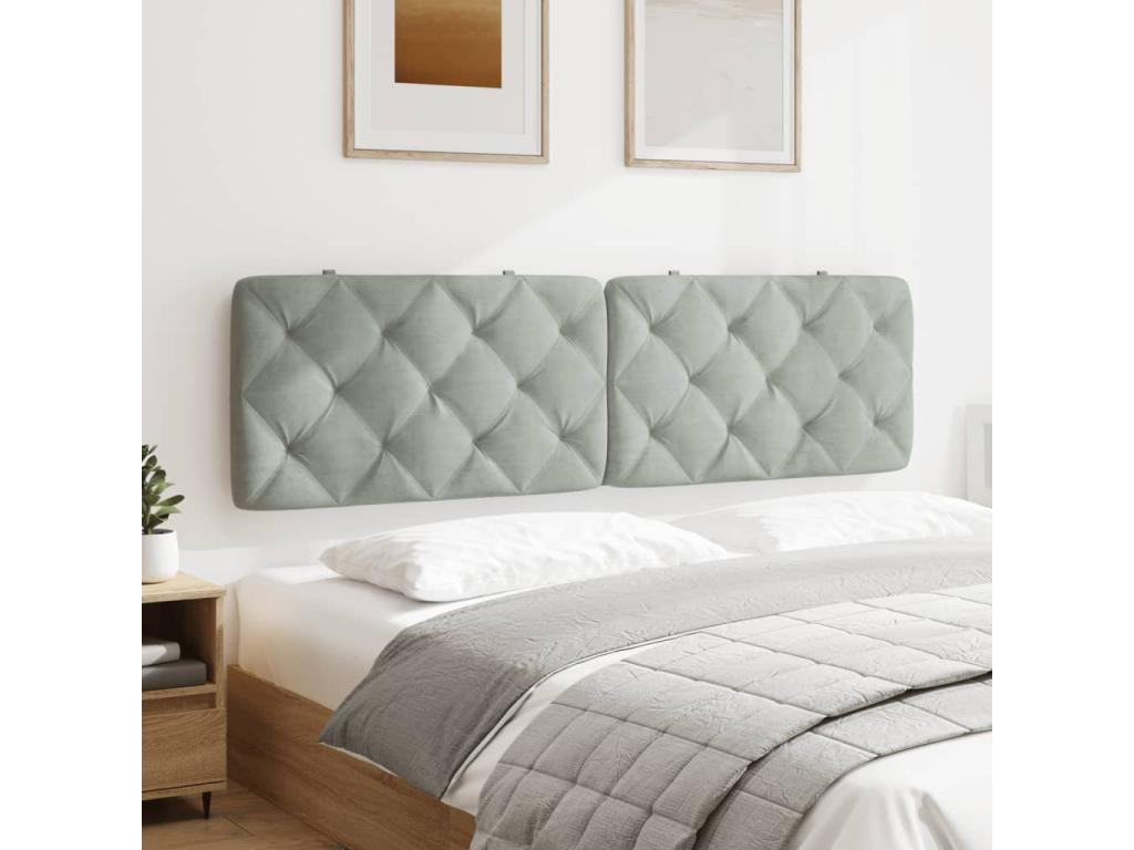 Light grey velvet headboard cushion 180cm UPRE96405