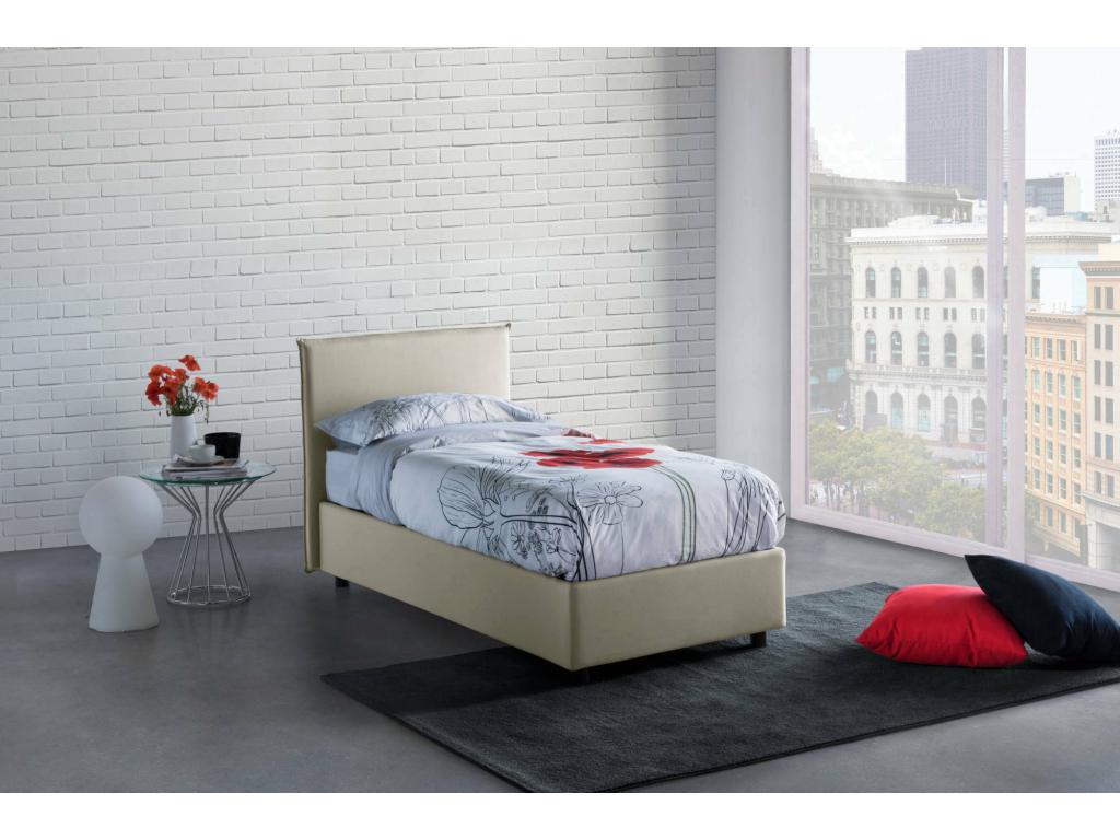 Boisona Single Bed with Storage Bed and Fabric Upholstery, Made in Italy, Side Opening, Suitable for 80x190 cm Mattress, Beige ZMOP02515