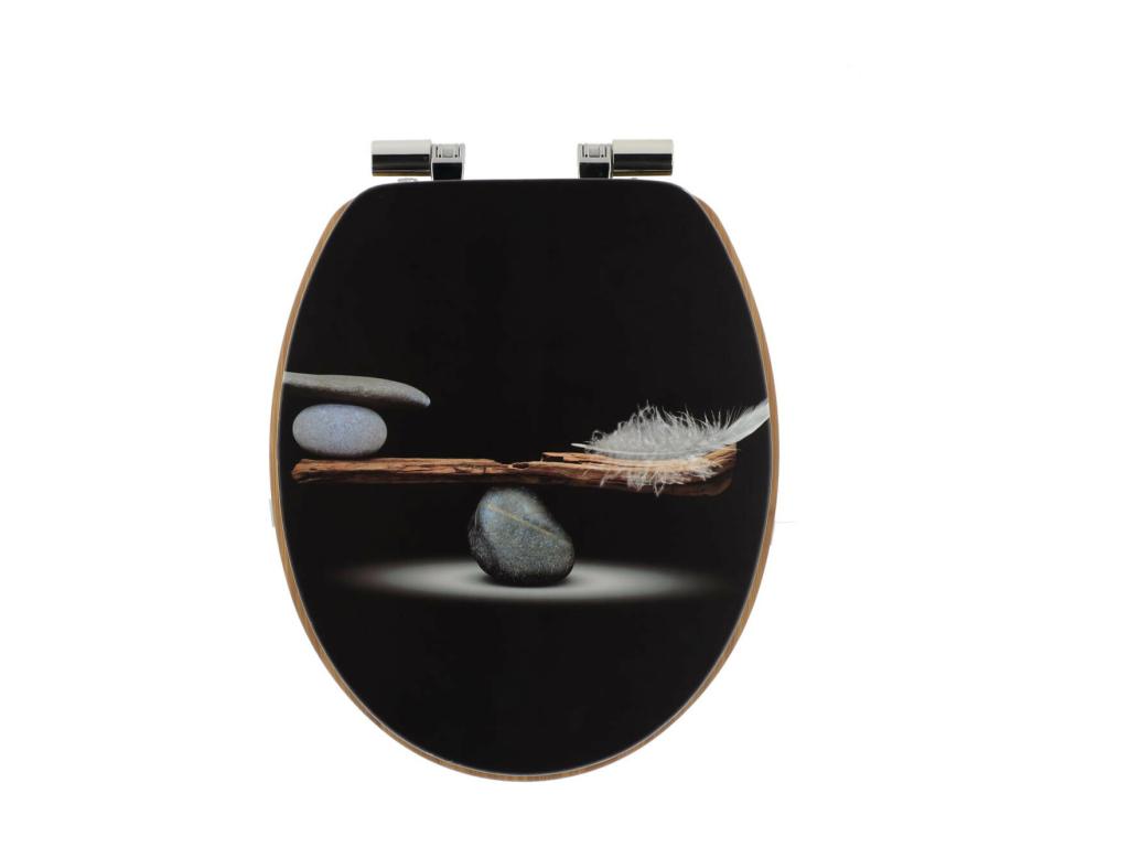 Wooden toilet seat with soft-close mechanism and Boisona decorative fixing bracket TVWY90047