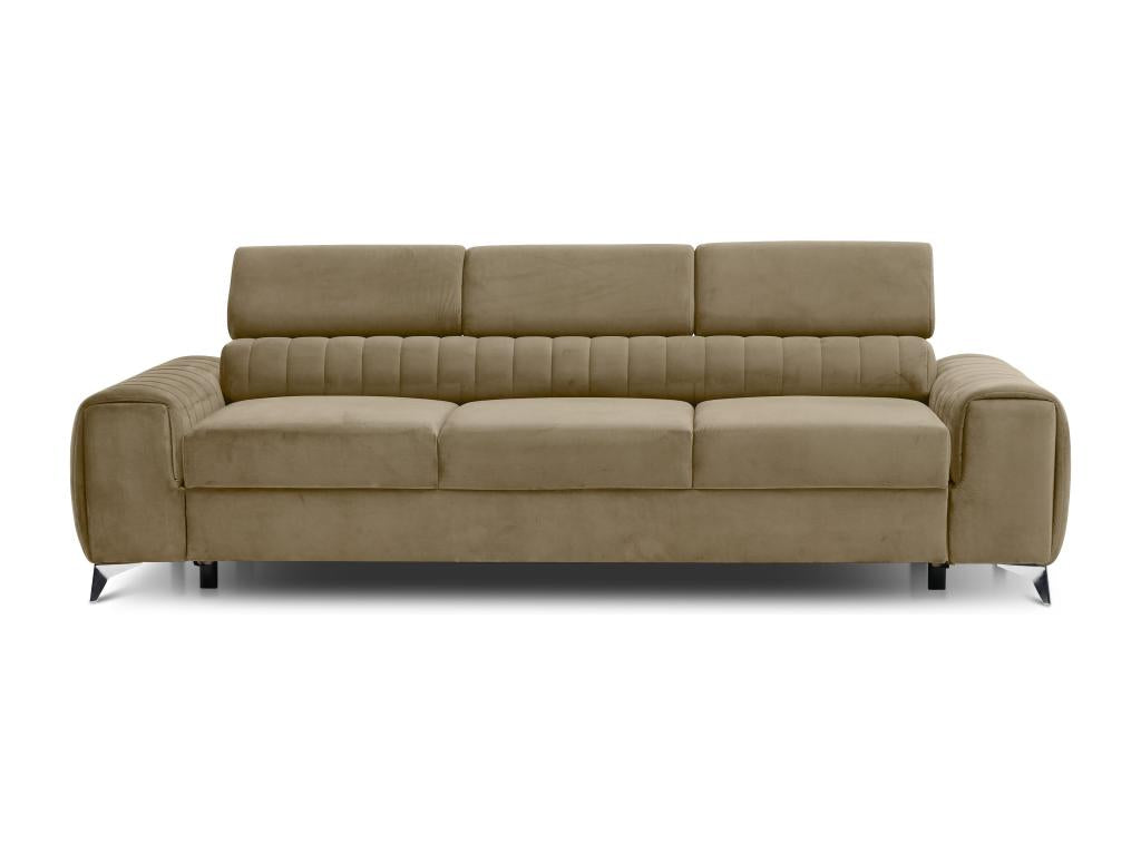 Convertible sofa with adjustable headrests, beige velvet, Boisona 261cm TALW33581