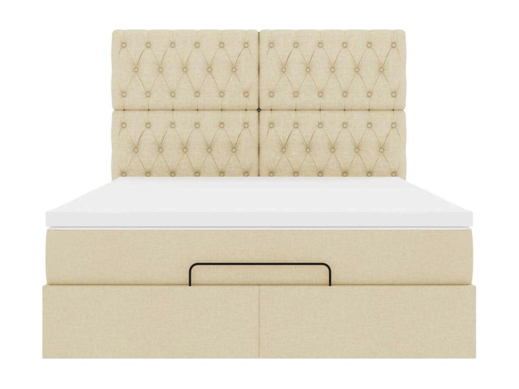 Bed frame with cream mattress 140x200 cm fabric CTYK92943