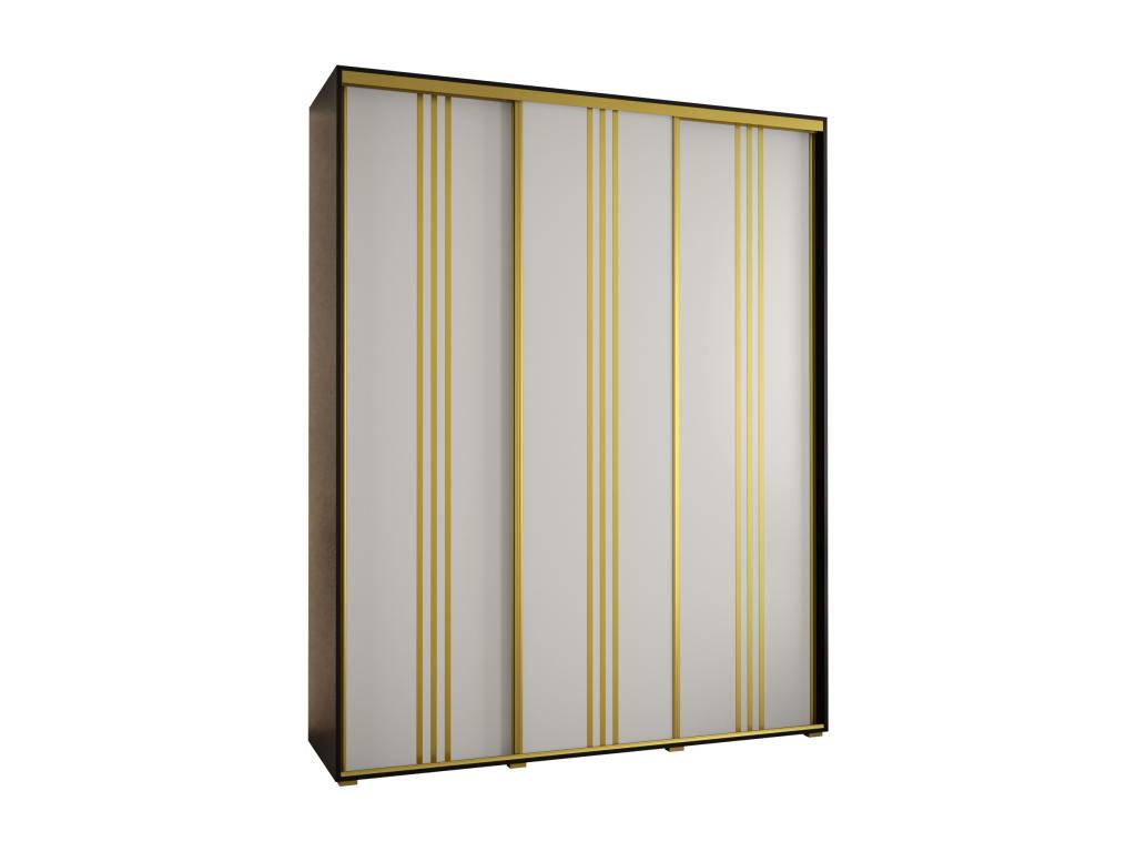 Boisona 6 Sliding Door Wardrobe 235.2/200/45 3 Doors Black/White/Gold DSXV55908