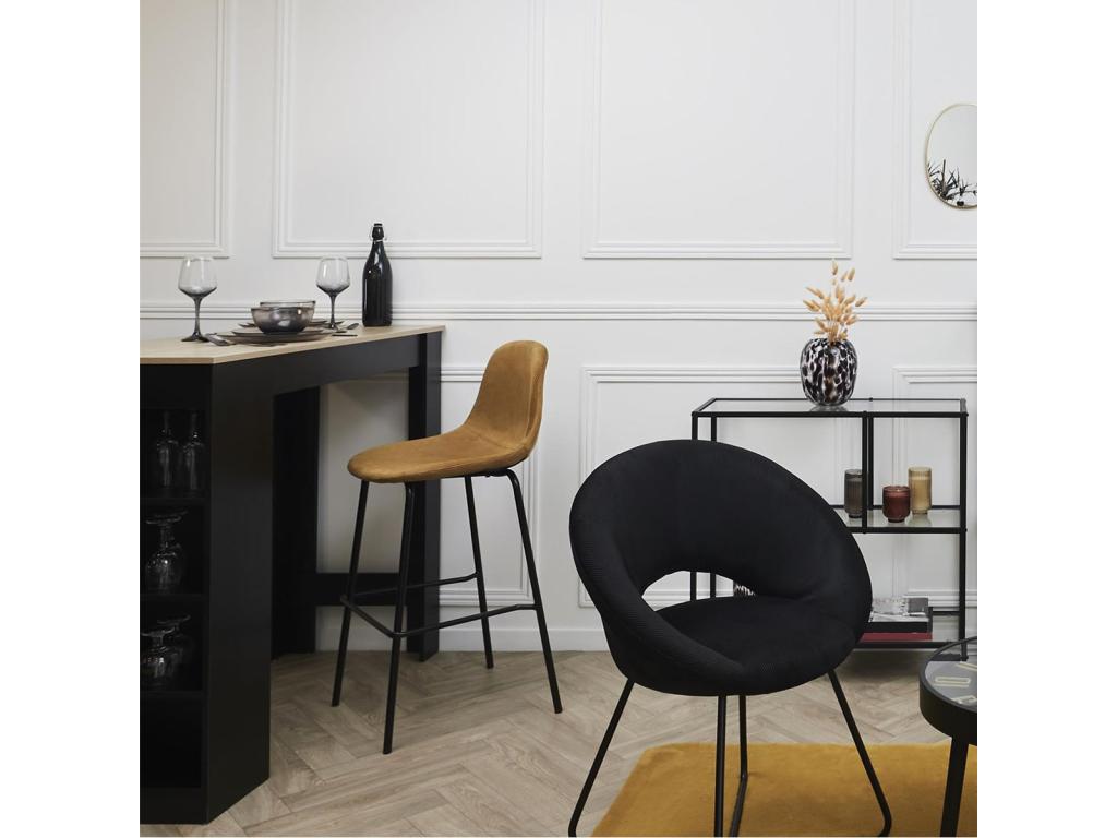 Boisona - Set of 6 Ochre Corduroy Bar Stools VHXX17932