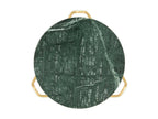 Boisona side table with green marble effect and gold metal legs, 40cm diameter, GKRN57124