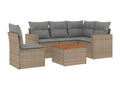 Boisona 6-piece garden furniture set with cushions, beige woven resin KLVI92053