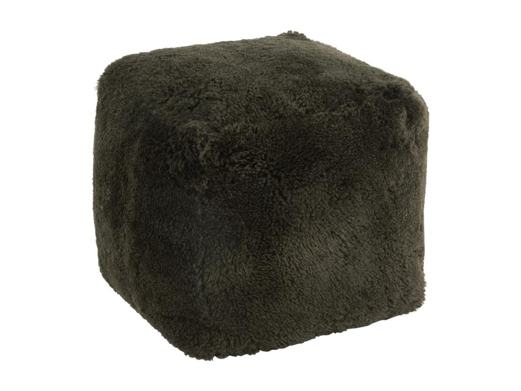 Square Sheepskin Pouf 45cm Green CXOR37570